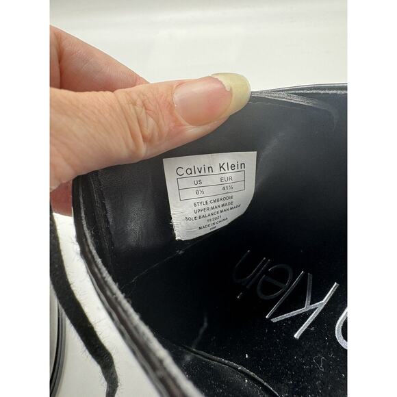 Calvin Klein Brodie Square Toe Black Patent Oxfords Dress Shoes Mens Size 8.5 - Picture 12 of 12